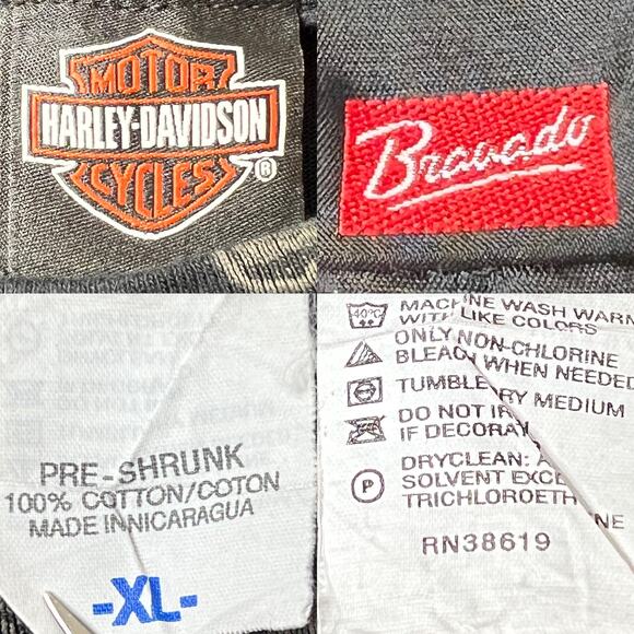 VTG Harley Davidson 105th Anniversary Skull-Wing T-Shirt 2008 Y2K Tee sz XL - Picture 8 of 10